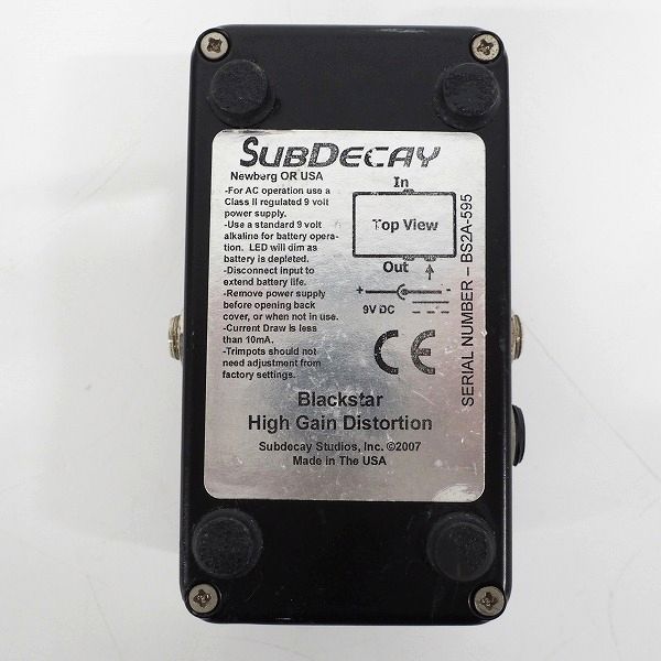 実際に弊社で買取させて頂いたSUBDECAY/サブディケイ BlackStar Distortion ディストーション 歪み系 エフェクター【動作確認済】の画像 6枚目