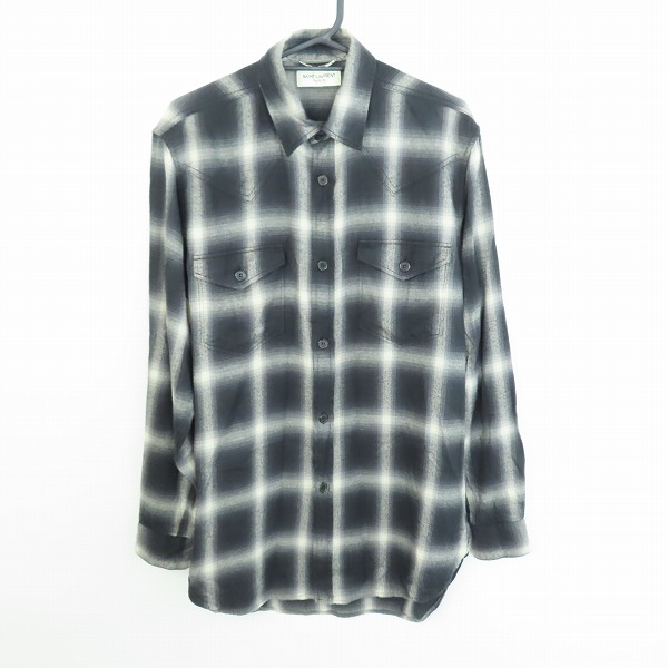 実際に弊社で買取させて頂いたSAINT LAURENT PARIS/サンローランパリ 15AW エディ期 オンブレチェックシャツ 396678 Y9421/M