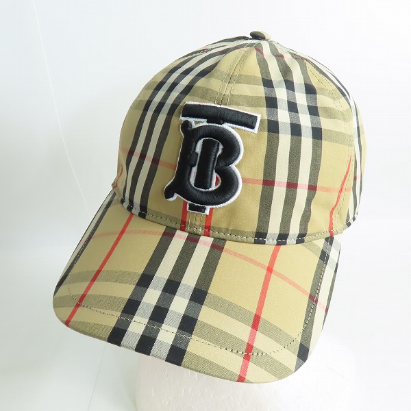 実際に弊社で買取させて頂いたBURBERRY/バーバリー TB立体刺繍 チェック柄ベースボールキャップ/帽子 ARCHIVE-BEIGE 8027502/L