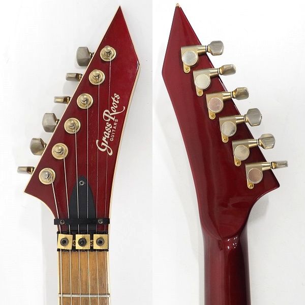 実際に弊社で買取させて頂いた★GrassRoots/グラスルーツ フライングVタイプアーム搭載モデル 変形エレキギター ソフトケース付の画像 2枚目