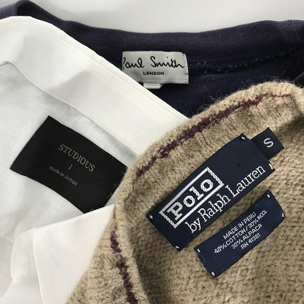 実際に弊社で買取させて頂いた【おまとめ】ステュディオス/ポールスミス/ラルフローレン 他 パーカー/セーター/シャツ 等