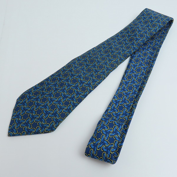 実際に弊社で買取させて頂いたHERMES/エルメス 総柄 シルク100％ ネクタイ ブルー