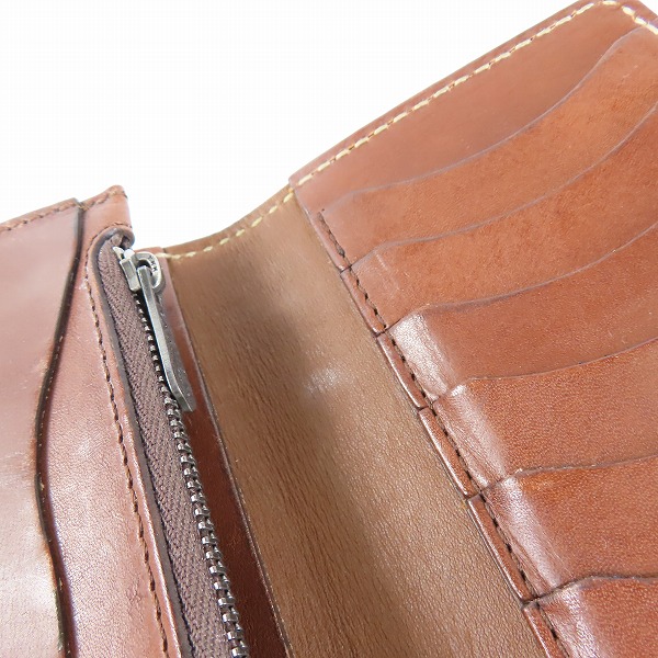 実際に弊社で買取させて頂いたFUNNY/ファニー CORDOVAN/コードバン ぼかし染め 長財布 ベージュステッチの画像 8枚目