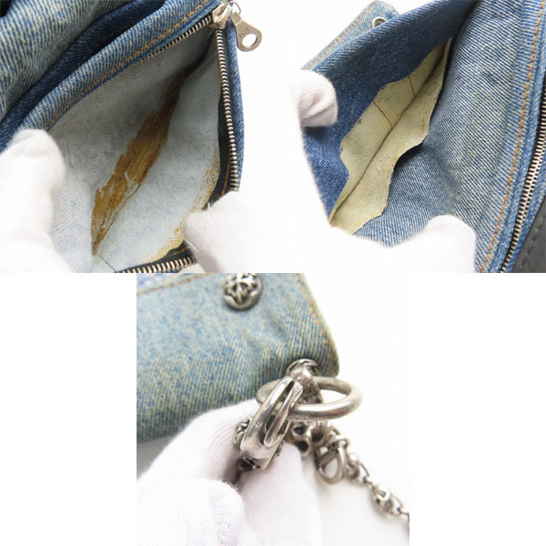 実際に弊社で買取させて頂いたA&G/エーアンドジー デニム ウォレット 三つ折り財布/スカル ウォレットチェーンの画像 8枚目