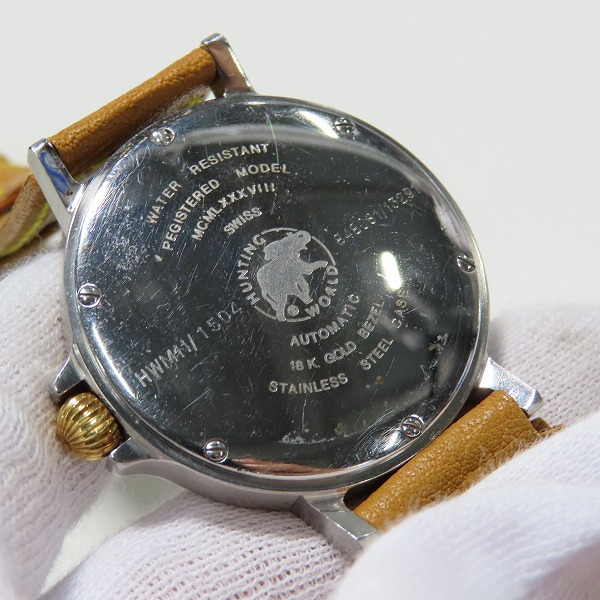 実際に弊社で買取させて頂いたHUNTING WORLD/ハンティングワールド 18K ベゼル HWM11 腕時計/ウォッチの画像 3枚目