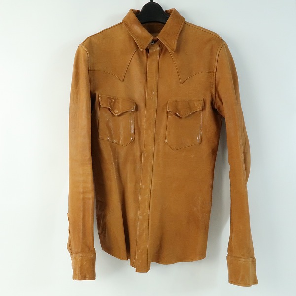 実際に弊社で買取させて頂いたBACKLASH/バックラッシュ カーフレザー 牛革 シャツジャケット 1277-01/3