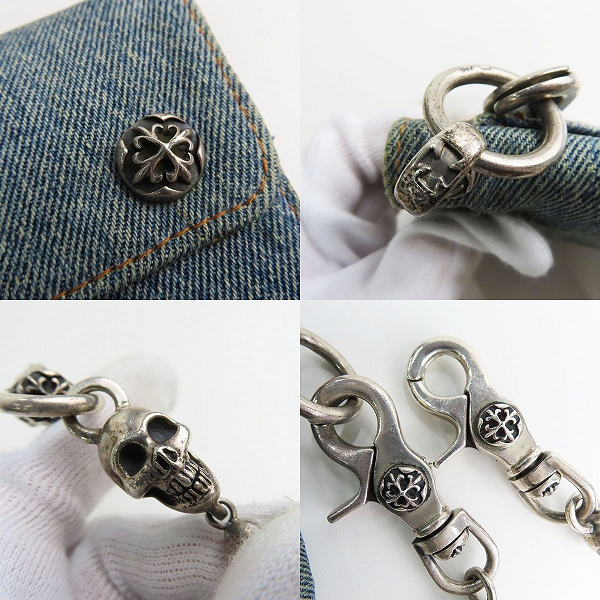 実際に弊社で買取させて頂いたA&G/エーアンドジー デニム ウォレット 三つ折り財布/スカル ウォレットチェーンの画像 7枚目