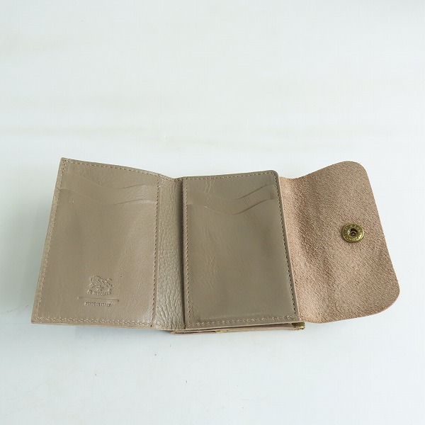 実際に弊社で買取させて頂いたIL BISONTE/イルビゾンテ レザー がま口 二つ折り財布/ウォレット グレー系 54192-3-04440の画像 3枚目