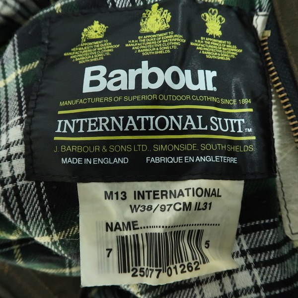 実際に弊社で買取させて頂いたBARBOUR/バブアー INTERNATIONAL SUIT NATO STOCK インターナショナル ナトーストック W38/97㎝/IL31の画像 3枚目