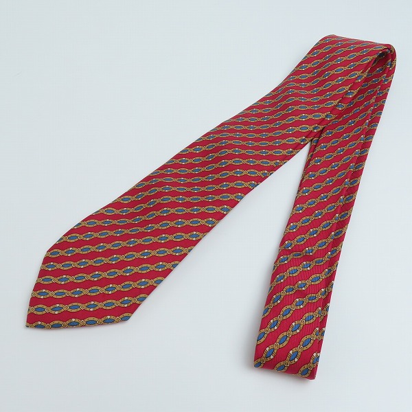 実際に弊社で買取させて頂いたHERMES/エルメス 総柄 シルク100％ ネクタイ レッド
