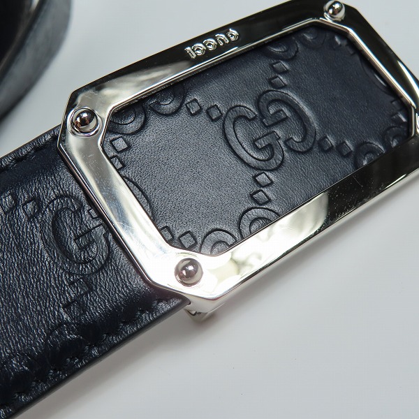 実際に弊社で買取させて頂いたGUCCI/グッチ シグネチャーレザースクエアバックルベルト 403941の画像 5枚目