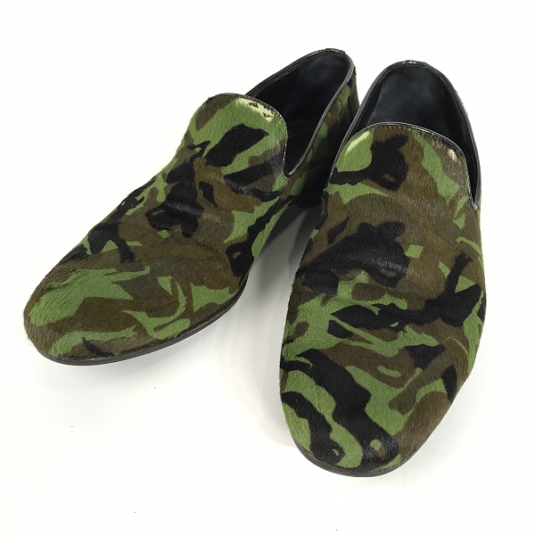 実際に弊社で買取させて頂いたJIMMY CHOO/ジミーチュウ 迷彩 カモフラ柄 ハラコ スリッポンシューズ/42