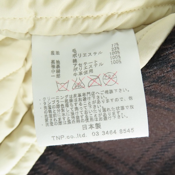 実際に弊社で買取させて頂いたnonnative/ノンネイティブ ウール中綿チェックジャケット レザー TNP-NN-WJ-6004/2の画像 5枚目