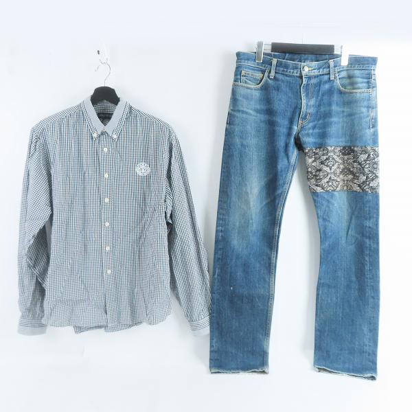 実際に弊社で買取させて頂いたAND SUNS/アンドサンズ チェック柄シャツ/デニムパンツ 2点セット