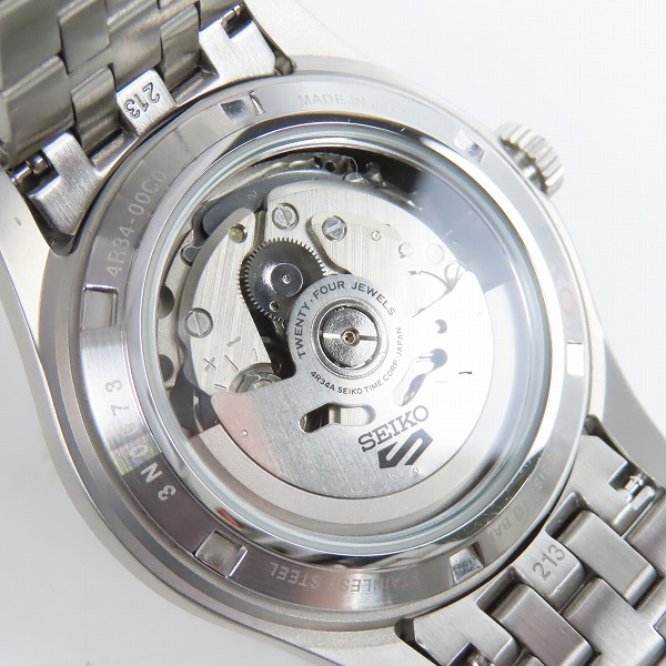 実際に弊社で買取させて頂いたSEIKO/セイコー スポーツ セイコー5 フィールドシリーズ GMT オートマ 裏スケ 腕時計 4R34-00C0の画像 4枚目