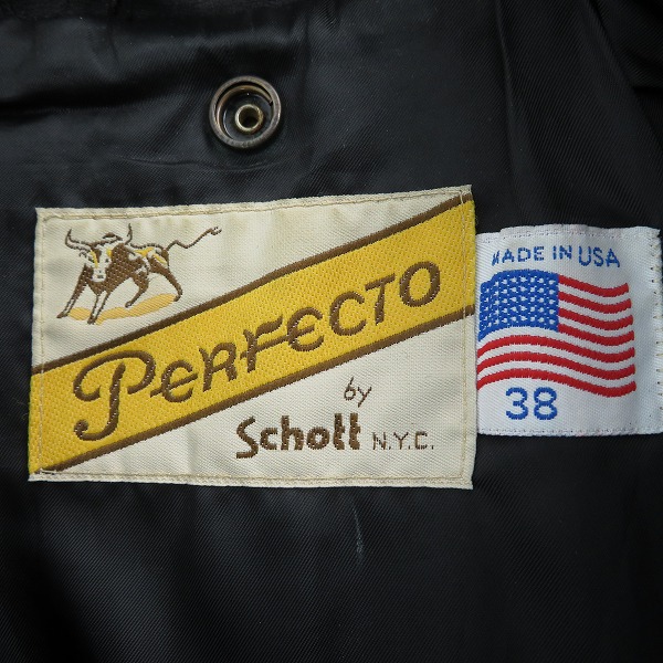 実際に弊社で買取させて頂いたSchott×BEAUTY&YOUTH UNITED ARROWS/ショット×ユナイテッドアローズ シングルライダースジャケット 牛革 PERFECTO/7143 38の画像 2枚目