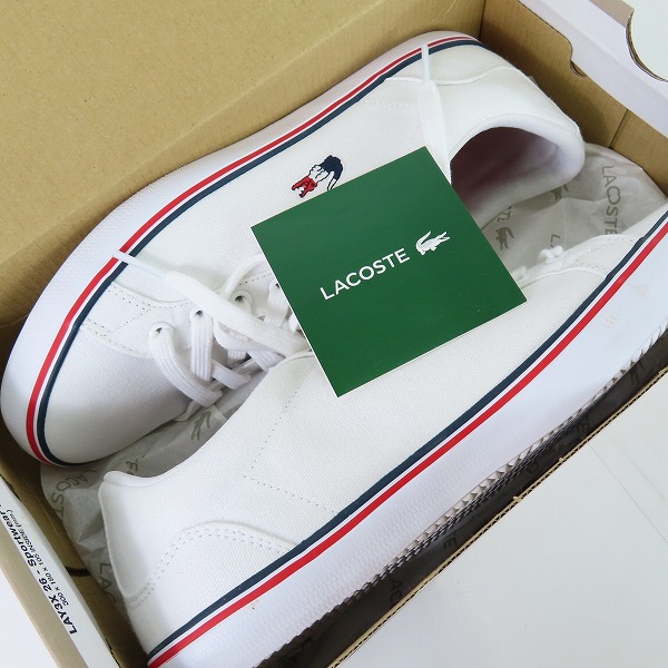実際に弊社で買取させて頂いたLACOSTE/ラコステ ローカット スニーカー CAMO148 ホワイト UK7.5の画像 7枚目