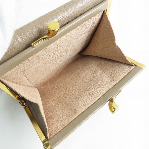 実際に弊社で買取させて頂いたIL BISONTE/イルビゾンテ レザー がま口 二つ折り財布/ウォレット グレー系 54192-3-04440の画像 5枚目