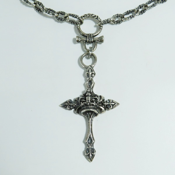 実際に弊社で買取させて頂いたROYAL ORDER/ロイヤルオーダー ラージクロスw/クラウンペンダントトップ  ネックレスチェーン Tバーの画像 2枚目