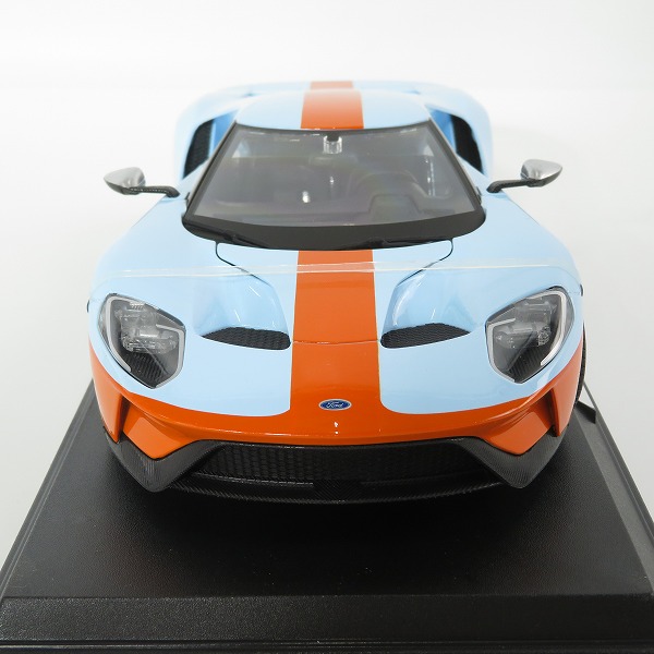 実際に弊社で買取させて頂いたMaisto/マイスト 1/18 Ford GT/フォード GT ガルフ 2017 ライトブルー/オレンジ ミニカーの画像 2枚目