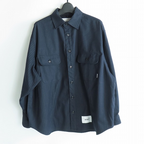 実際に弊社で買取させて頂いたWTAPS/ダブルタップス ストライプ ツイルテキスタイルオーバーサイズ長袖シャツ 232TQDT-SHM01/01
