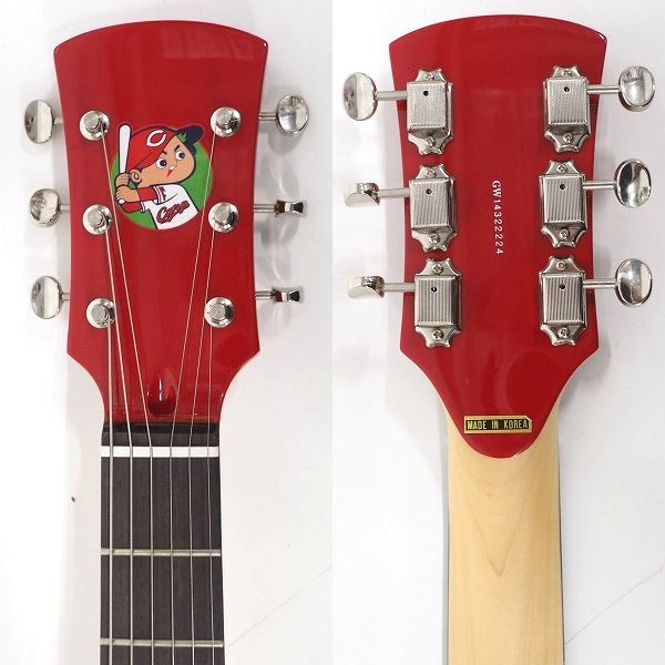 実際に弊社で買取させて頂いた★【美品】Carp Guitar 2nd Red 広島カープ ヘルメットギター アンプ内蔵エレキギター ソフトケース付の画像 3枚目