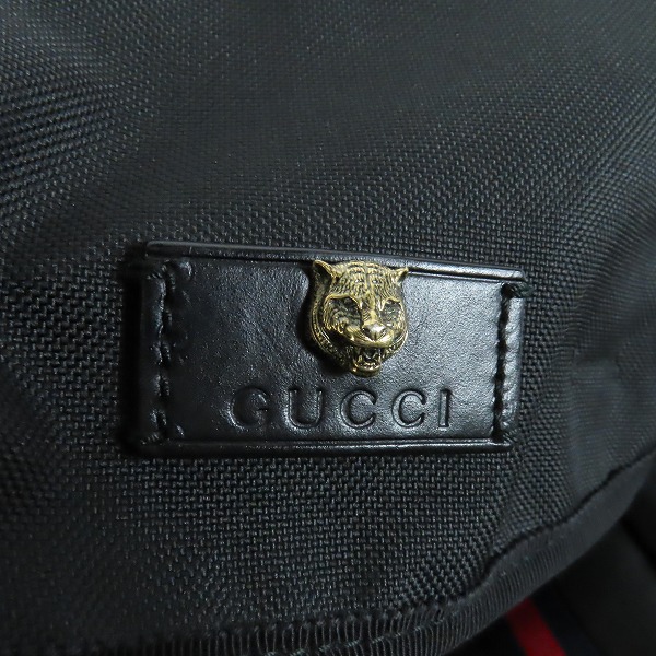 実際に弊社で買取させて頂いたGUCCI/グッチ テクノキャンバス バックパック ウェビングライン 429037の画像 6枚目