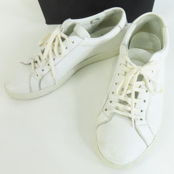 実際に弊社で買取させて頂いたSAINT LAURENT/サンローラン ロゴ レザーローカットスニーカー 606833/42