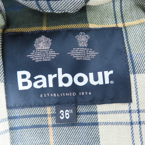 実際に弊社で買取させて頂いたBarbour/バブアー TRANSPORT トランスポート ワックス コットン ショート ブルゾン 232MWX1678 36の画像 2枚目