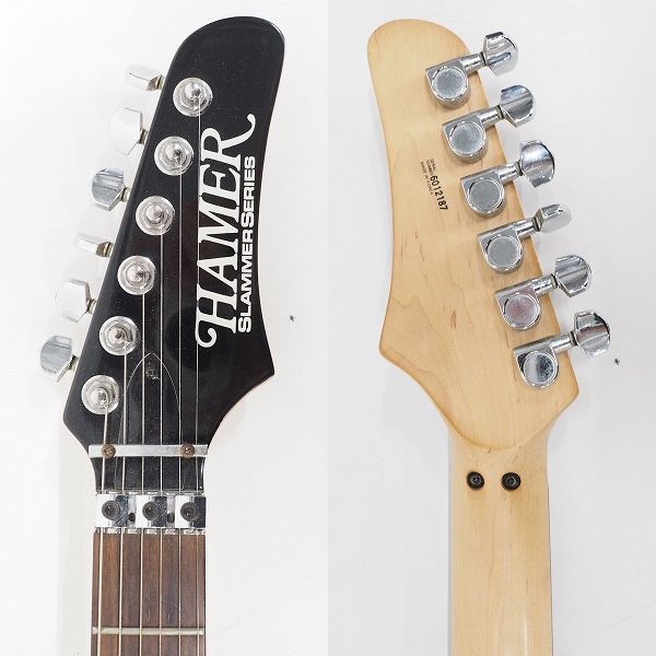 実際に弊社で買取させて頂いた★【難有り】HAMER/ヘイマー SLAMMER SERIES ストラトシェイプ HSH エレキギター コイルタップ搭載 ソフトケース付の画像 2枚目