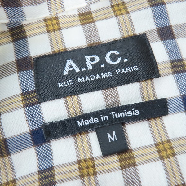 実際に弊社で買取させて頂いた【難有り】A.P.C./アーペーセー チェック柄 長袖ボタンシャツ Mの画像 2枚目