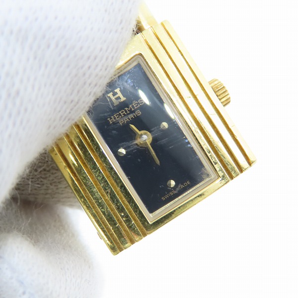 実際に弊社で買取させて頂いたHERMES/エルメス ケリーウォッチ 黒文字盤【動作未確認】の画像 9枚目