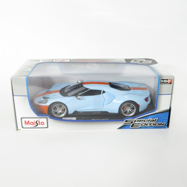 実際に弊社で買取させて頂いたMaisto/マイスト 1/18 Ford GT/フォード GT ガルフ 2017 ライトブルー/オレンジ ミニカー