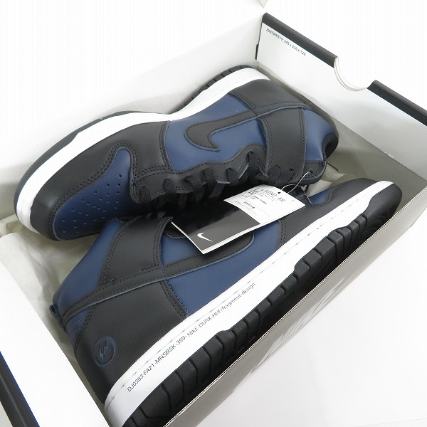 実際に弊社で買取させて頂いた【未使用】 NIKE×FRAGMENT DESIGN/ナイキ×フラグメントデザイン DUNK HI/ダンク ハイ ミッドナイトネイビー DJ0383-400/27の画像 7枚目