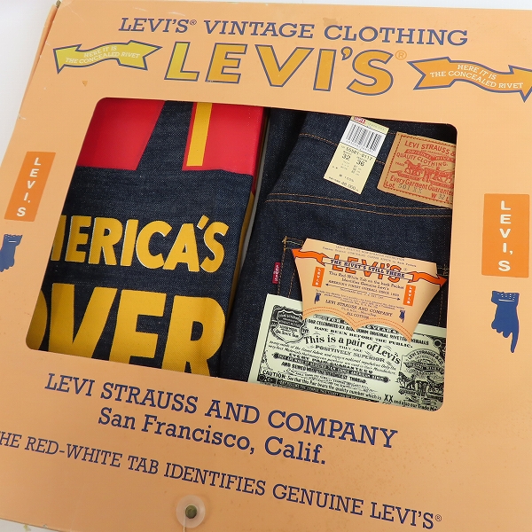 実際に弊社で買取させて頂いた【未使用】LEVI'S/リーバイス VINTAGE CLOTHING 501XX 55501-0117 復刻日本製 1955年 箱/バナー付 リジッド ジーンズ/W32L36