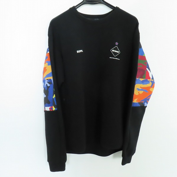 実際に弊社で買取させて頂いたF.C.Real Bristol/エフシーレアルブリストル SWEAT CREW NECK TOP ブラック FCRB-180026/XL