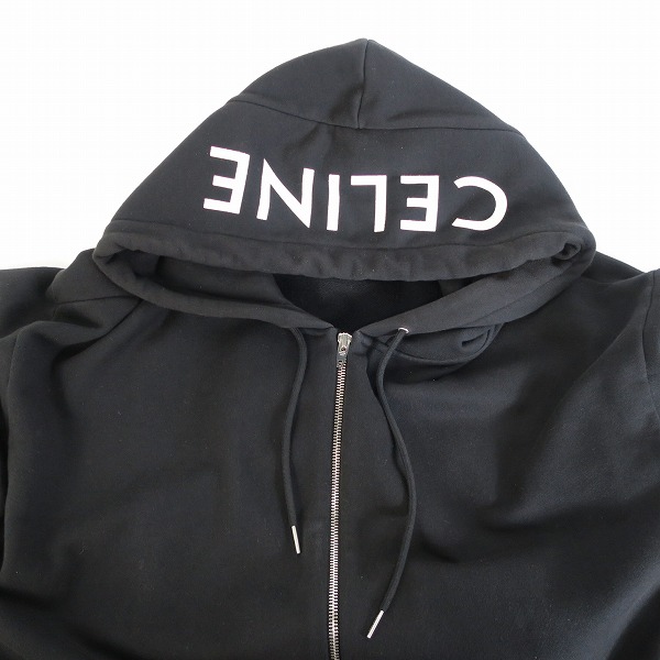 実際に弊社で買取させて頂いた【JPタグ】CELINE/セリーヌ 21SS ルーズ ロゴフーディ ジップアップ スウェット パーカー ブラック 2Y497052H/XLの画像 6枚目
