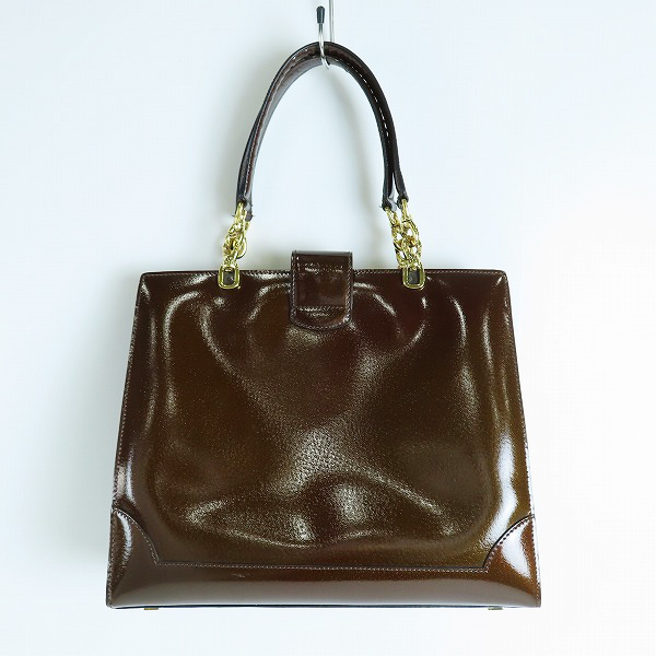 実際に弊社で買取させて頂いたCELINE/セリーヌ ガンチーニ  エナメル ハンド バッグ の画像 1枚目