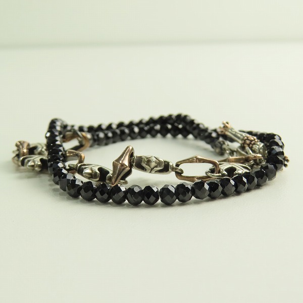 実際に弊社で買取させて頂いたLord Camelot/ロードキャメロット ロイヤルシルバー ブラックスピネル クロス 2連 ブレスレットの画像 3枚目