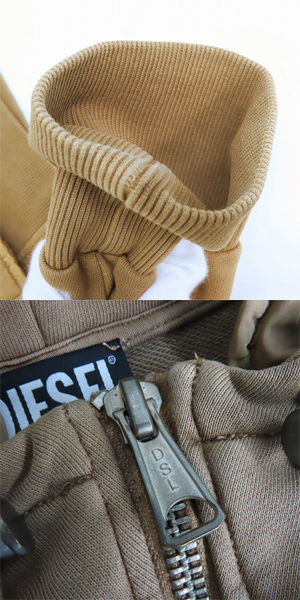 実際に弊社で買取させて頂いたDIESEL/ディーゼル J-VESTER ジップアップパーカー ブラウン/XLの画像 9枚目