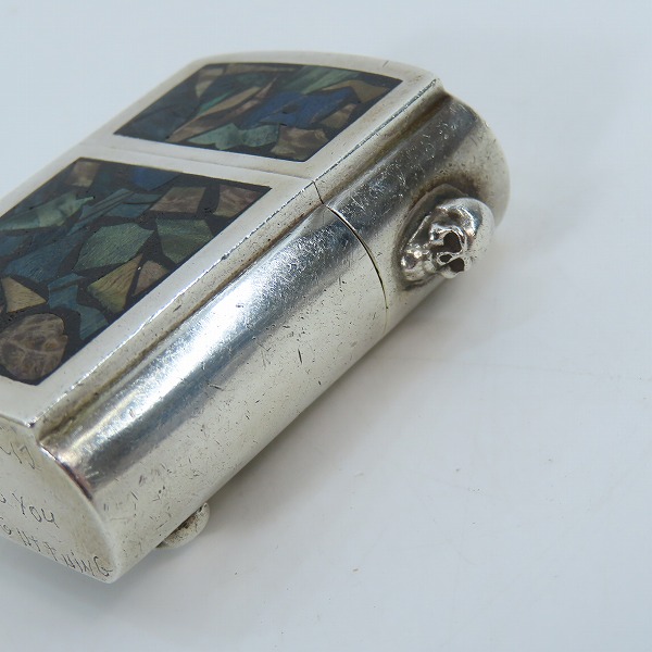 実際に弊社で買取させて頂いたSTANLEY GUESS/スタンリーゲス スカルヒンジ/スモールスカル マルチシェル インレイ オイルライターの画像 3枚目