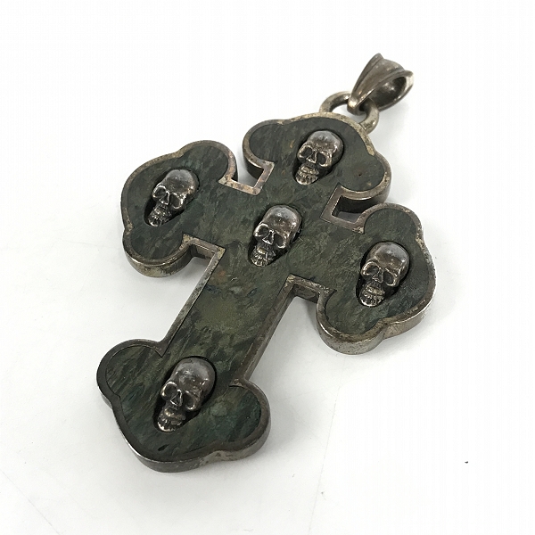 実際に弊社で買取させて頂いたSTANLEY GUESS/スタンリーゲス ウッドインレイド ガンズクロス/スモールスカル ペンダントトップ/ネックレス