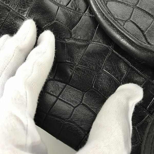 実際に弊社で買取させて頂いたSAINT LAURENT PARIS/サンローラン パリ クロコ型押し レザー ブリーフバッグの画像 8枚目
