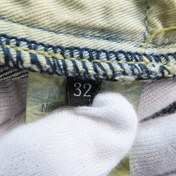 実際に弊社で買取させて頂いたHYSTERIC GLAMOUR/ヒステリックグラマー BR加工/ダメージ スタッズ ストレート デニムパンツ 0253AP15/W32 L32の画像 4枚目