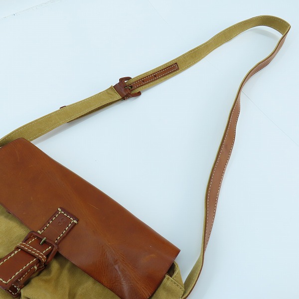 実際に弊社で買取させて頂いたgenten/ゲンテン レザー 切り返し キャンバスハンドバッグの画像 2枚目