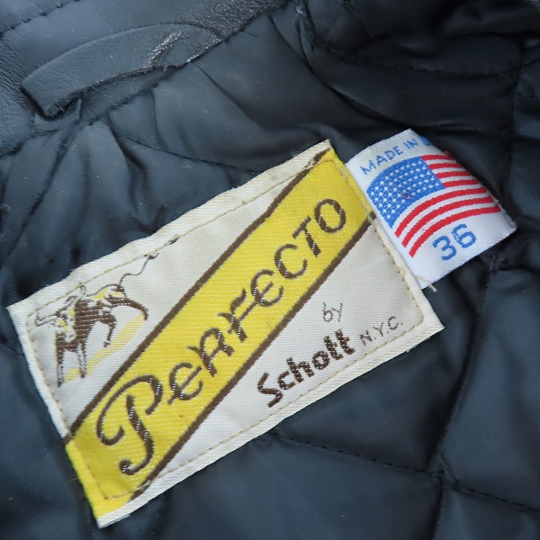 実際に弊社で買取させて頂いたPERFECTO by Schott/パーフェクト バイ ショット ワンスター ダブルライダースジャケット ブラック 36の画像 2枚目
