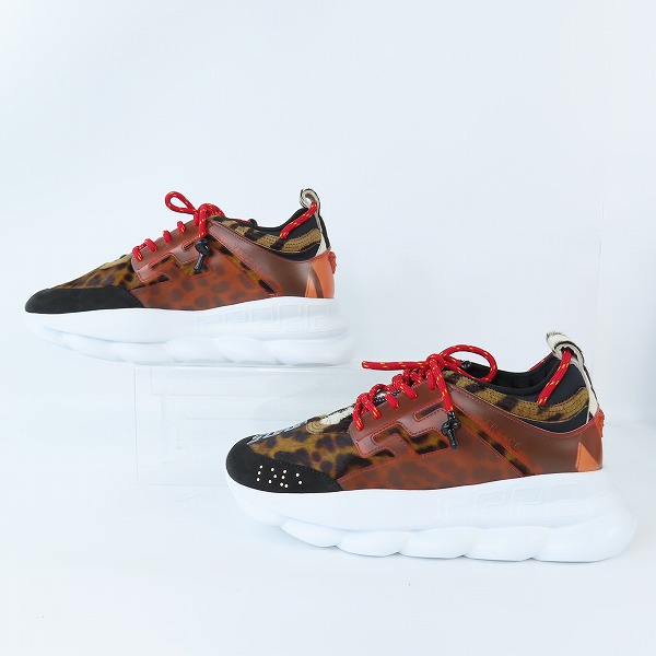 実際に弊社で買取させて頂いたVERSACE/ヴェルサーチ Chain Reaction/チェーンリアクション スニーカー レオパード DSU7071/43の画像 3枚目