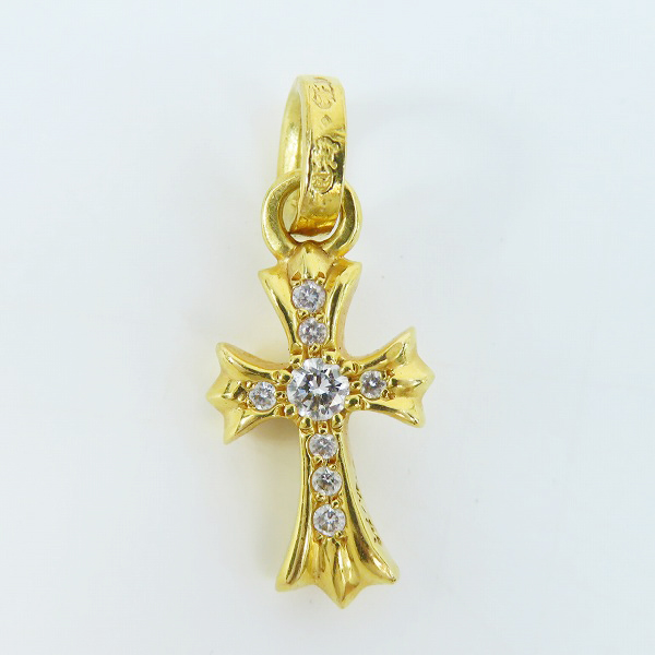 実際に弊社で買取させて頂いた【インボイス原本】CHROME HEARTS/クロムハーツ 22K BABY FAT/ベビーファットクロス チャーム ｗ/パヴェダイヤの画像 1枚目