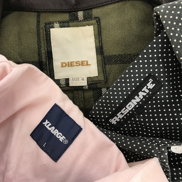実際に弊社で買取させて頂いた【おまとめ】DIESEL/ディーゼル X-LARGE/エクストララージ 他 チェック柄/無地/ドット柄 ネルシャツの画像 1枚目