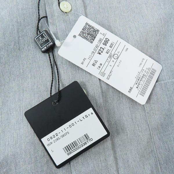 実際に弊社で買取させて頂いた【未使用】I K E BEHAR/アイクベーハー SHIPS別注 コットン バンドカラーシャツ 111-18-0142-1295 /Lの画像 4枚目